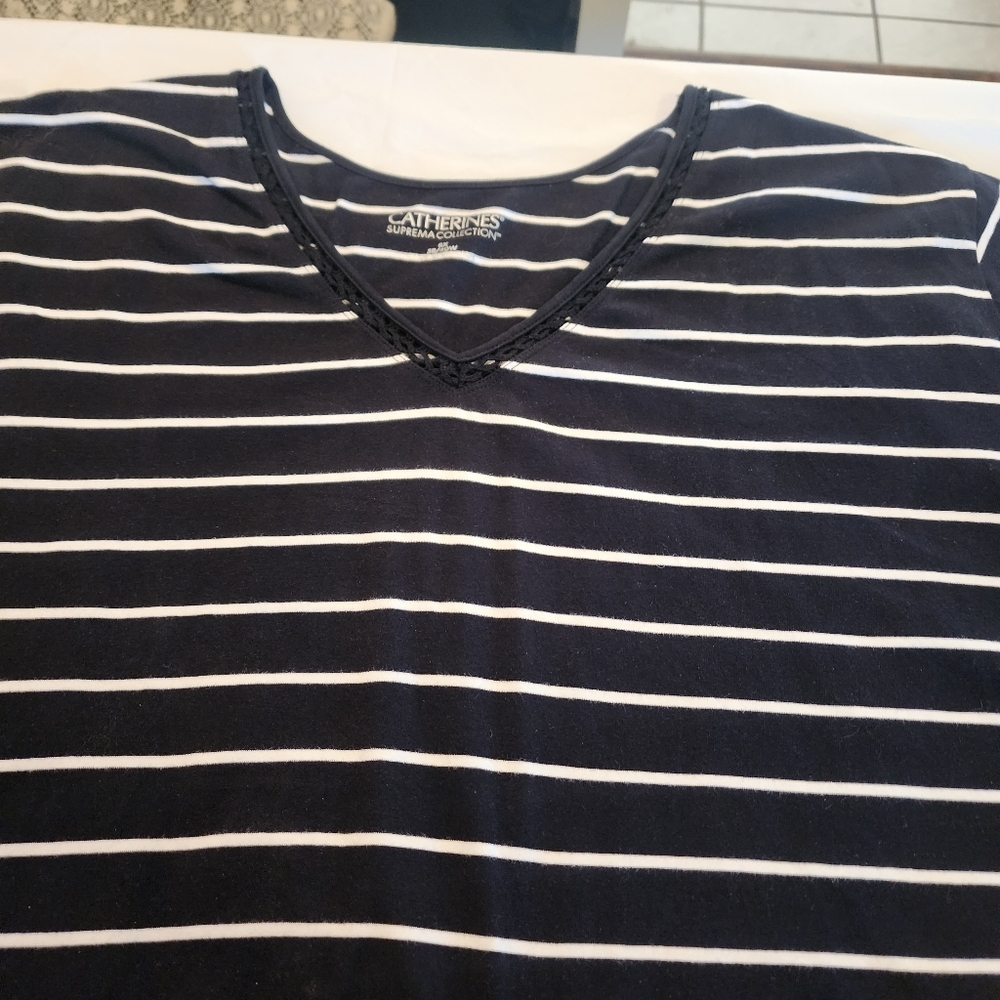 WOMEN'S PLUS SIZE 6X CATHERINE'S SUPREMA STRIPED T-SHIRT - Picture 3 of 8